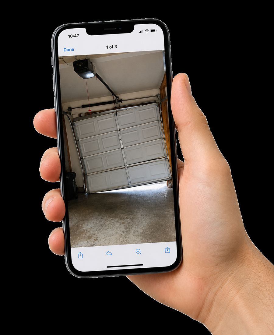 Smartphone app showing garage door status